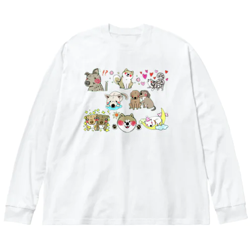 保護犬達の楽園メンバー集合2 ビッグシルエットロングスリーブTシャツ