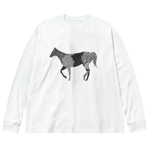 馬 ビッグシルエットロングスリーブTシャツ