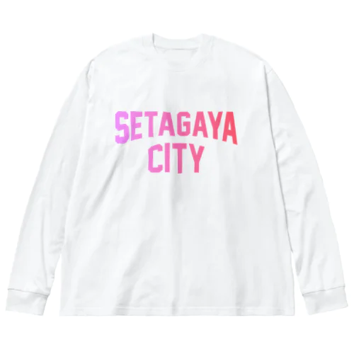 世田谷区 SETAGAYA CITY ロゴピンク Big Long Sleeve T-Shirt