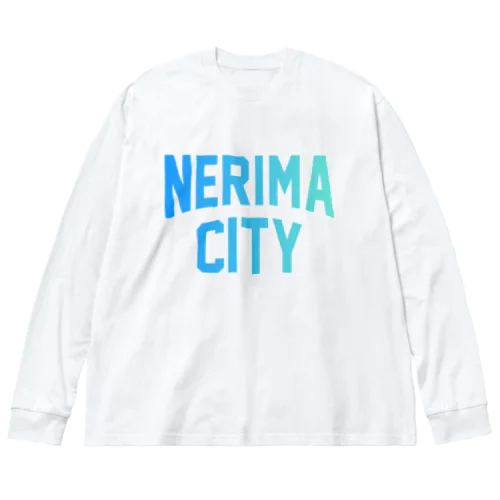 練馬区 NERIMA CITY ロゴブルー ビッグシルエットロングスリーブTシャツ