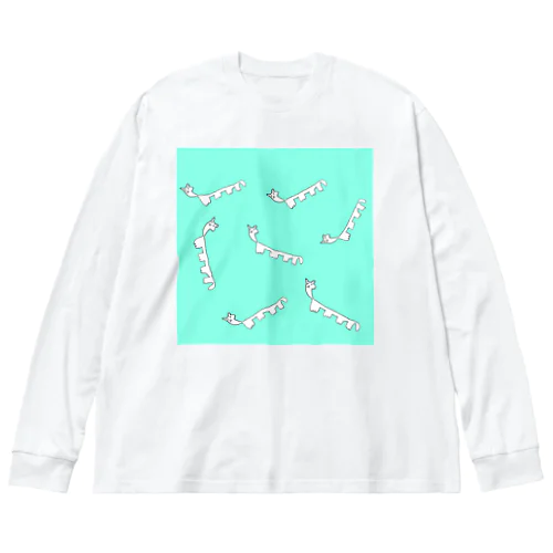 長い猫の群れ(ブルー) Big Long Sleeve T-Shirt