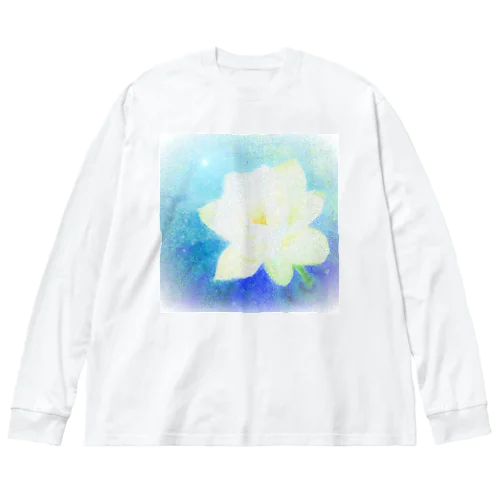 宇宙に咲いた白い蓮 ビッグシルエットロングスリーブTシャツ