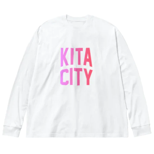 北区 KITA CITY ロゴピンク Big Long Sleeve T-Shirt