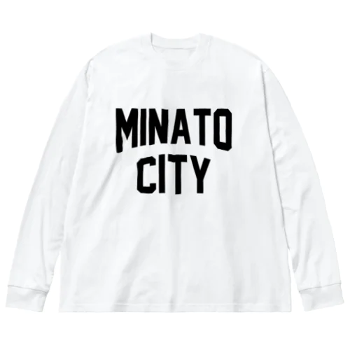 港区 MINATO CITY ロゴブラック ビッグシルエットロングスリーブTシャツ