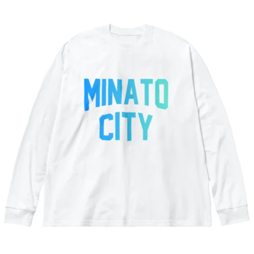 港区 MINATO CITY ロゴブルー ビッグシルエットロングスリーブTシャツ