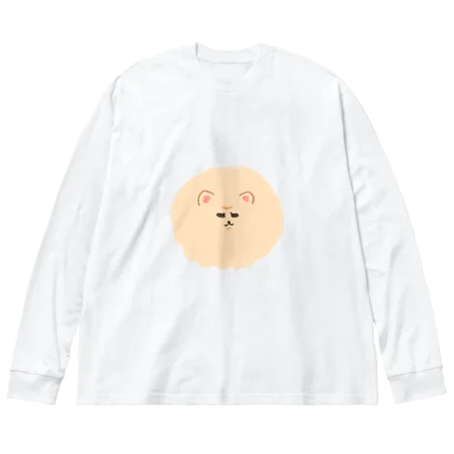 ふえくされたポメ　薄茶 ビッグシルエットロングスリーブTシャツ