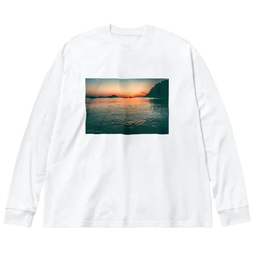 鴨池海岸の夕日 ビッグシルエットロングスリーブTシャツ