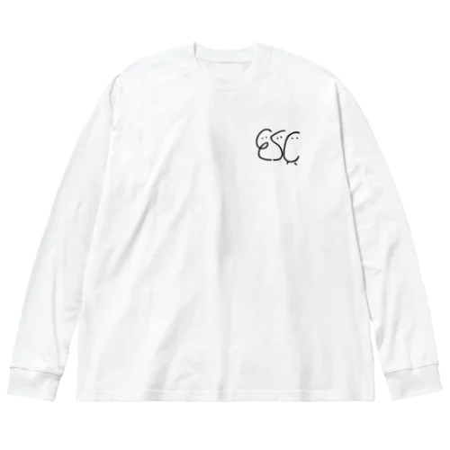 Escくん(くらしっく:白） ビッグシルエットロングスリーブTシャツ