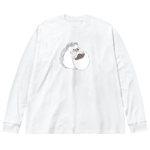 オリジナルイラスト　ハリネズミのソフィー。あんこ餅を食べる。 Big Long Sleeve T-Shirt