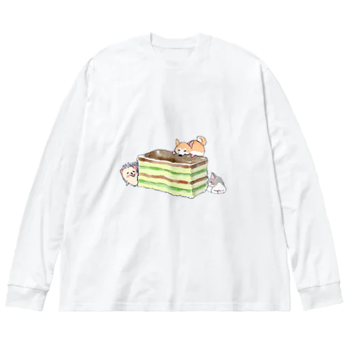 オリジナル　ハリネズミのソフィー、３色ケーキを食べる。 Big Long Sleeve T-Shirt