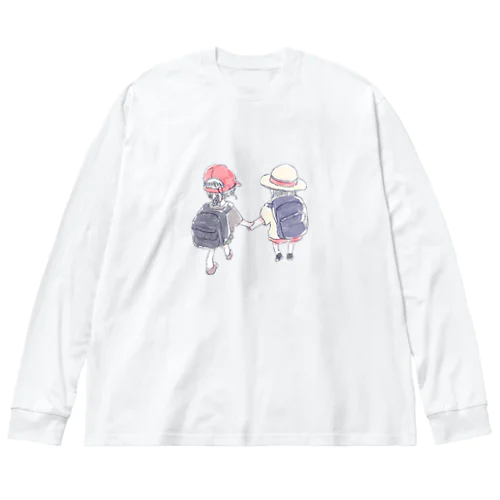 オリジナル　手を繋いで歩く幼い二人の女の子 Big Long Sleeve T-Shirt