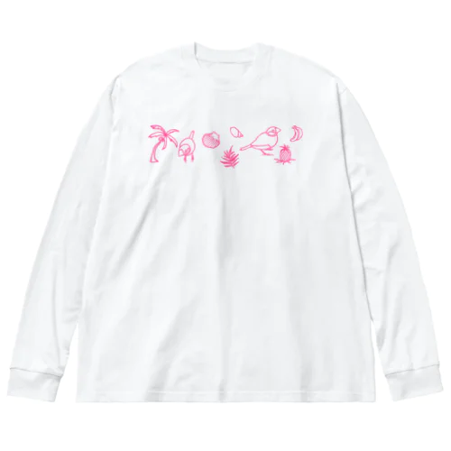 文鳥パラダイス　横線 ビッグシルエットロングスリーブTシャツ