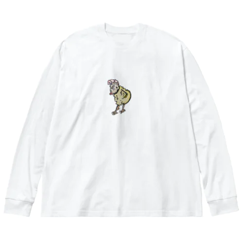 ヒヨコのニワトリ(色付きver) ビッグシルエットロングスリーブTシャツ