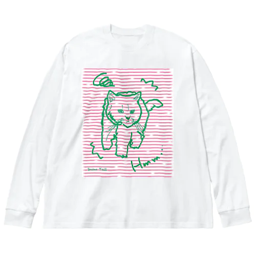 ふきげんにゃんこ ビッグシルエットロングスリーブTシャツ