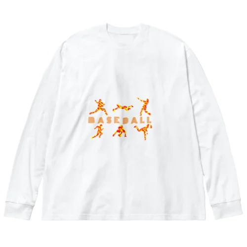 野球迷彩柄レッド系 Big Long Sleeve T-Shirt