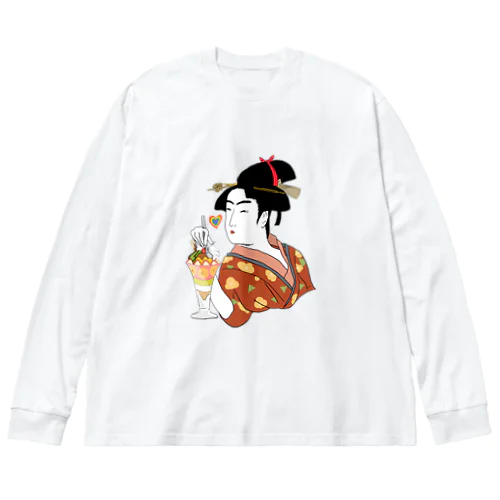 浮世絵女性＋パフェ ビッグシルエットロングスリーブTシャツ