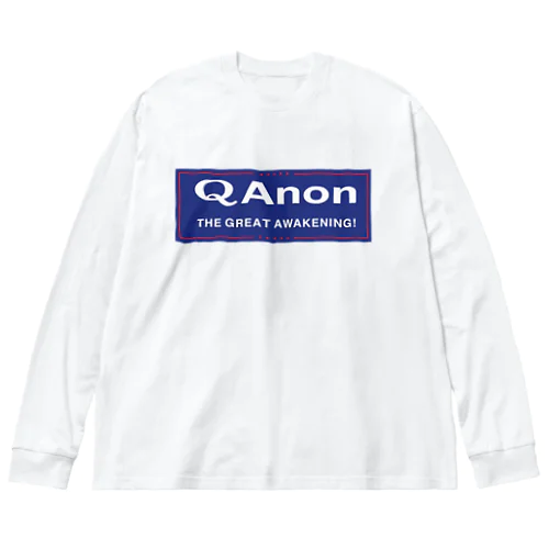 QAnon THE GREAT AWAKENING! 白ロゴ ビッグシルエットロングスリーブTシャツ