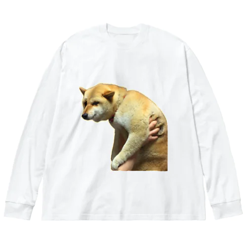 微妙な表情のもふもふ柴犬しばいぬ ビッグシルエットロングスリーブTシャツ