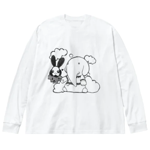 ぱおんくんとうさはねちゃん。 ビッグシルエットロングスリーブTシャツ