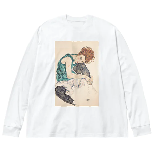 エゴン シーレ（Egon Schiele） / Seated woman with bent knee 1917 ビッグシルエットロングスリーブTシャツ