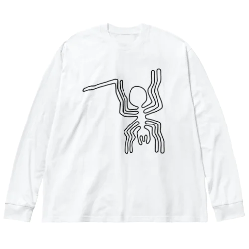 ナスカの地上絵　クモ（黒） Big Long Sleeve T-Shirt