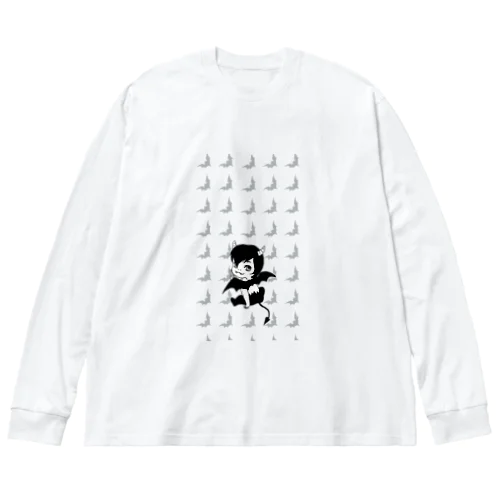 デビル（モノクロ) ビッグシルエットロングスリーブTシャツ