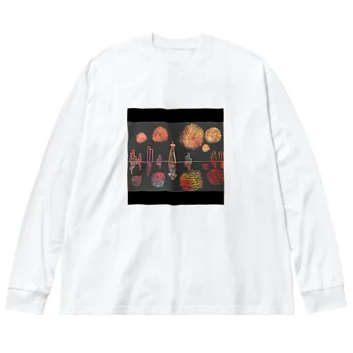 花火(黒) Big Long Sleeve T-Shirt