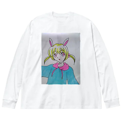 ピンクブルーガール Big Long Sleeve T-Shirt