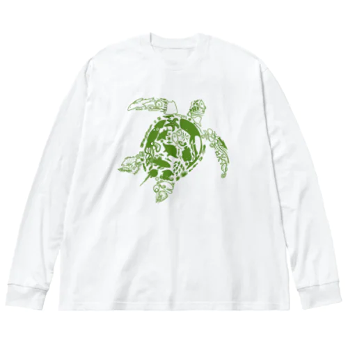 うみがめ さかな ビッグシルエットロングスリーブTシャツ