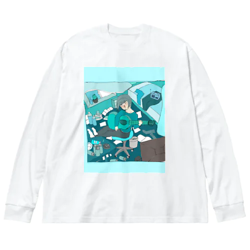 青系 Big Long Sleeve T-Shirt