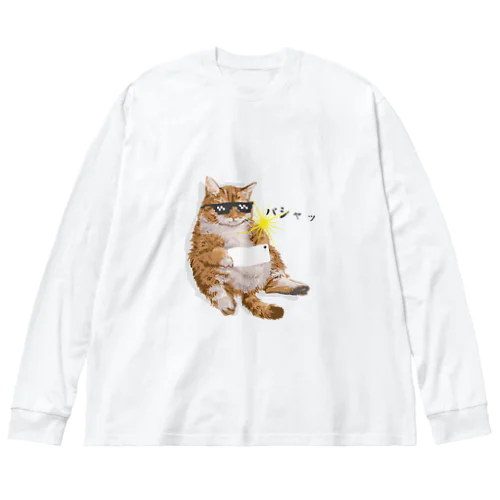 撮影する猫 ビッグシルエットロングスリーブTシャツ