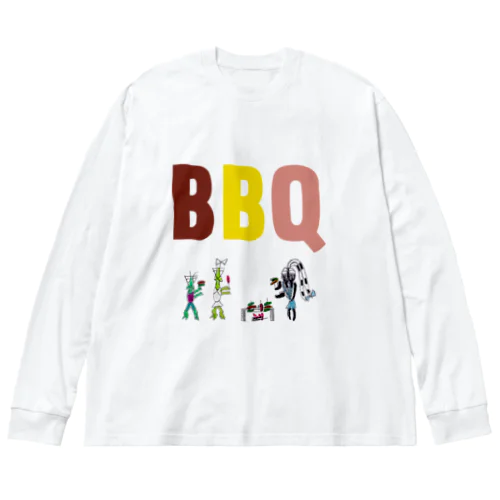 カマキチくんとBBQ🍖 ビッグシルエットロングスリーブTシャツ