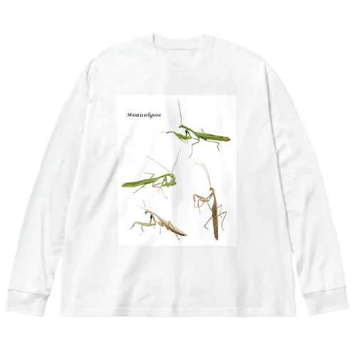 ウスバカマキリ（背景白色ver） ビッグシルエットロングスリーブTシャツ