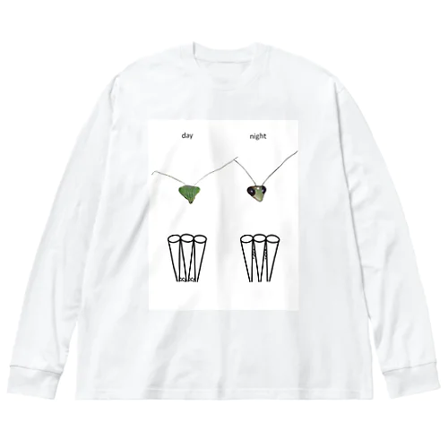 カマキリの昼と夜の複眼（英語、背景白色ver） Big Long Sleeve T-Shirt