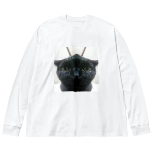 歪められたねこ ビッグシルエットロングスリーブTシャツ