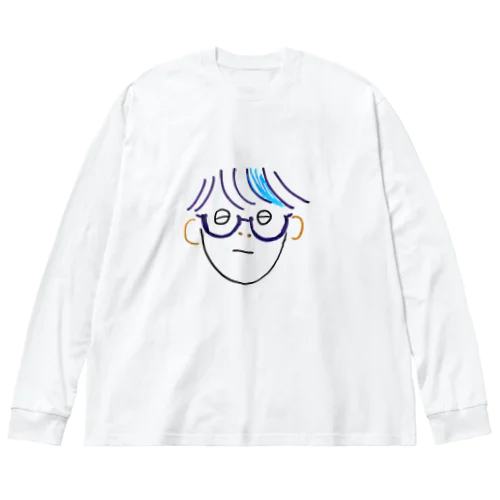 ねむそうな　めがねボウヤ ビッグシルエットロングスリーブTシャツ