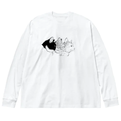 猫の横顔 ビッグシルエットロングスリーブTシャツ