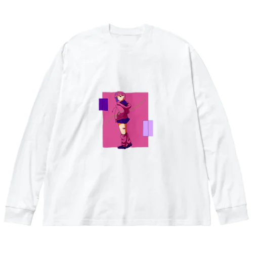 ピンク・女の子 ビッグシルエットロングスリーブTシャツ