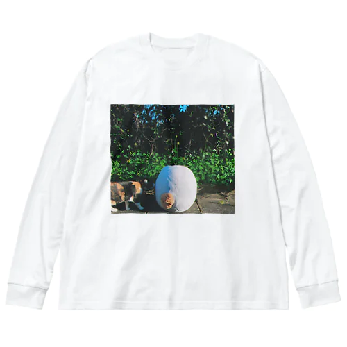 猫と彫刻 Big Long Sleeve T-Shirt