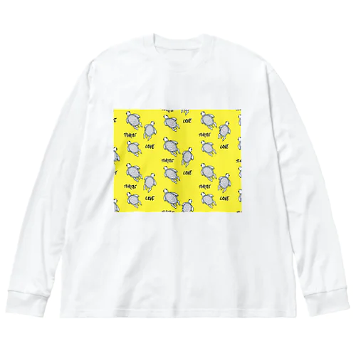 白黒かめちゃん フルグラフィック黄色② Big Long Sleeve T-Shirt