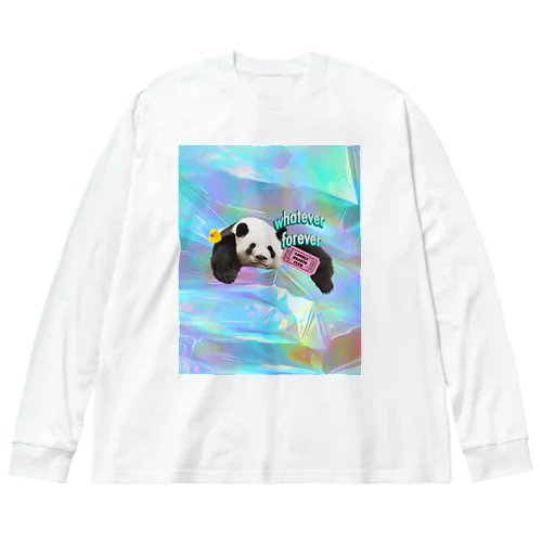 ホログラム & レトロpanda-03 Big Long Sleeve T-Shirt