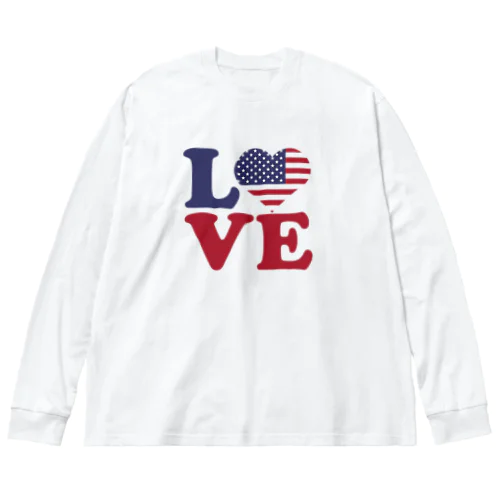 LOVE   Red White and Blue  愛。 赤色、白色、そして青色 ビッグシルエットロングスリーブTシャツ