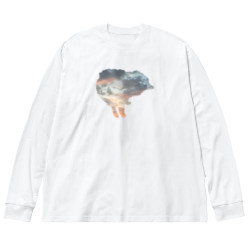 ぽんずのうんちんぐスタイルシルエットｰ夕暮れｰ Big Long Sleeve T-Shirt