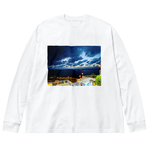 滑走路、夜景 ビッグシルエットロングスリーブTシャツ