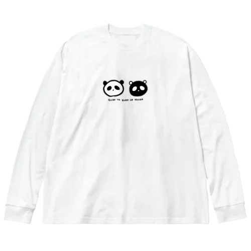 白と黒のパンダ ビッグシルエットロングスリーブTシャツ