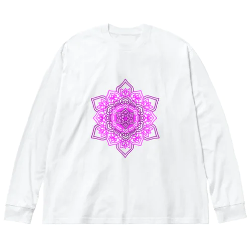 宇宙曼荼羅アート・フラワーピンク Big Long Sleeve T-Shirt