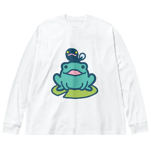 かえるのおやこ（カラー） ビッグシルエットロングスリーブTシャツ