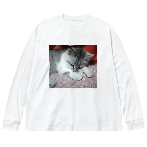 そろそろおねむかな？ 猫の音羽ちゃん ビッグシルエットロングスリーブTシャツ