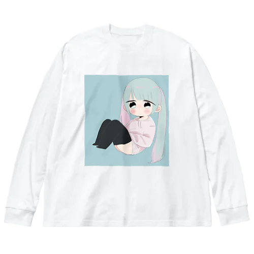 だぼだぼパーカーと黒ニーソの少女 Big Long Sleeve T-Shirt