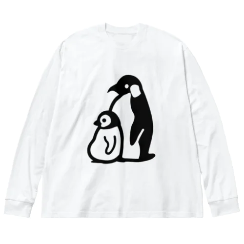 ぺんぎんのおやこ（黒） Big Long Sleeve T-Shirt